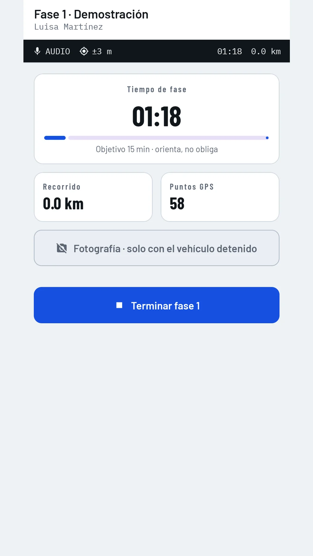 Grabación y trazado de una fase en curso